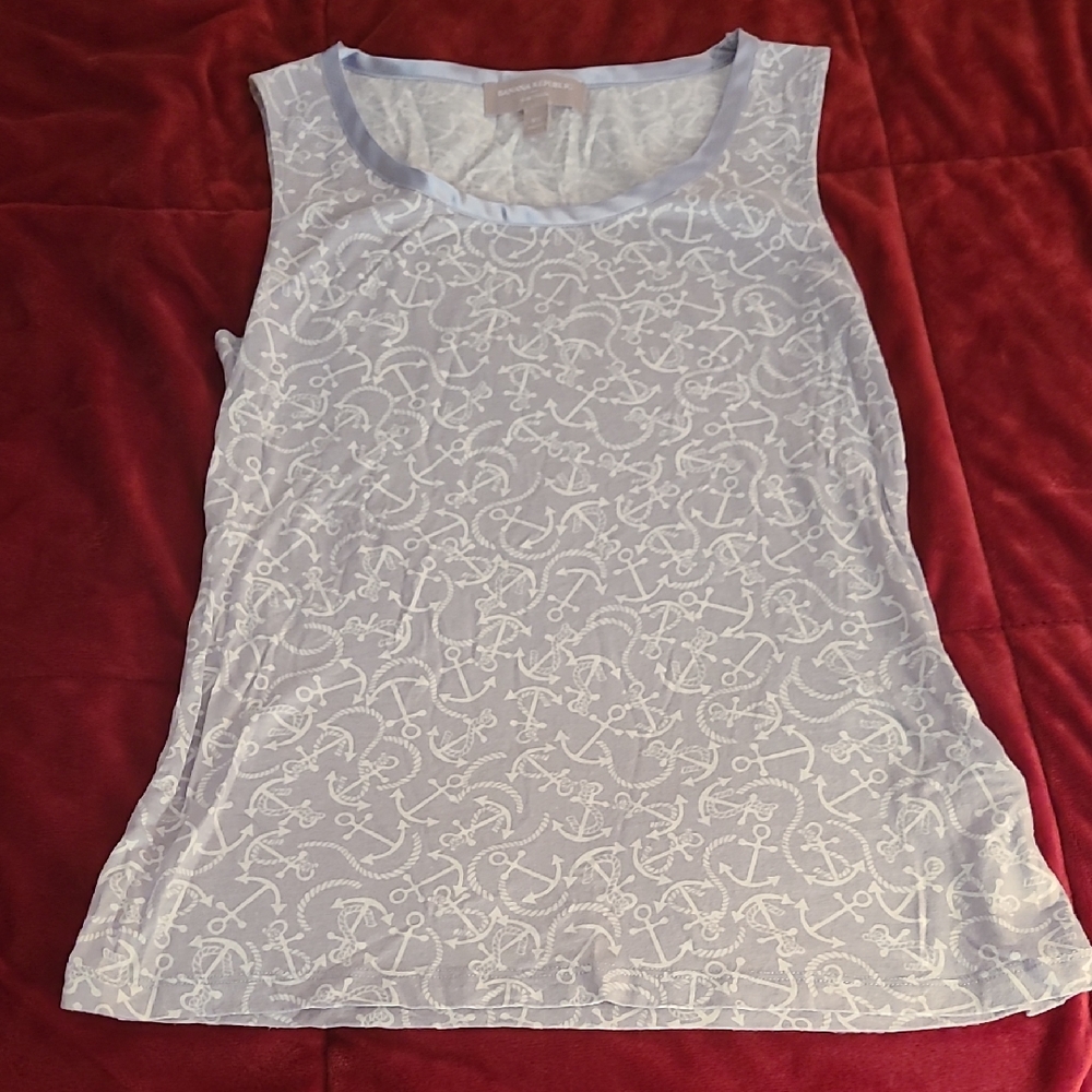Banana Republic White Anchor Print Tank Top